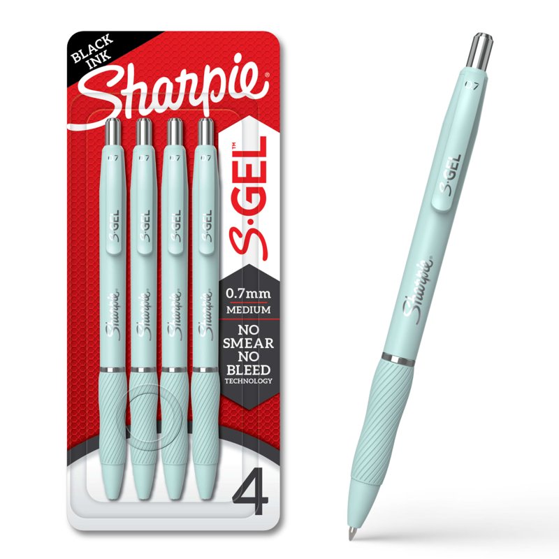 Gel Pens Medium Point 0.7mm Black Ink Ocean Fog Barrel - Pack of 4
