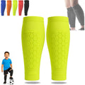 Shin Defender Shin Guards for Kids - 2 Pack with Honeycomb Padding (Green, Age 6-10)