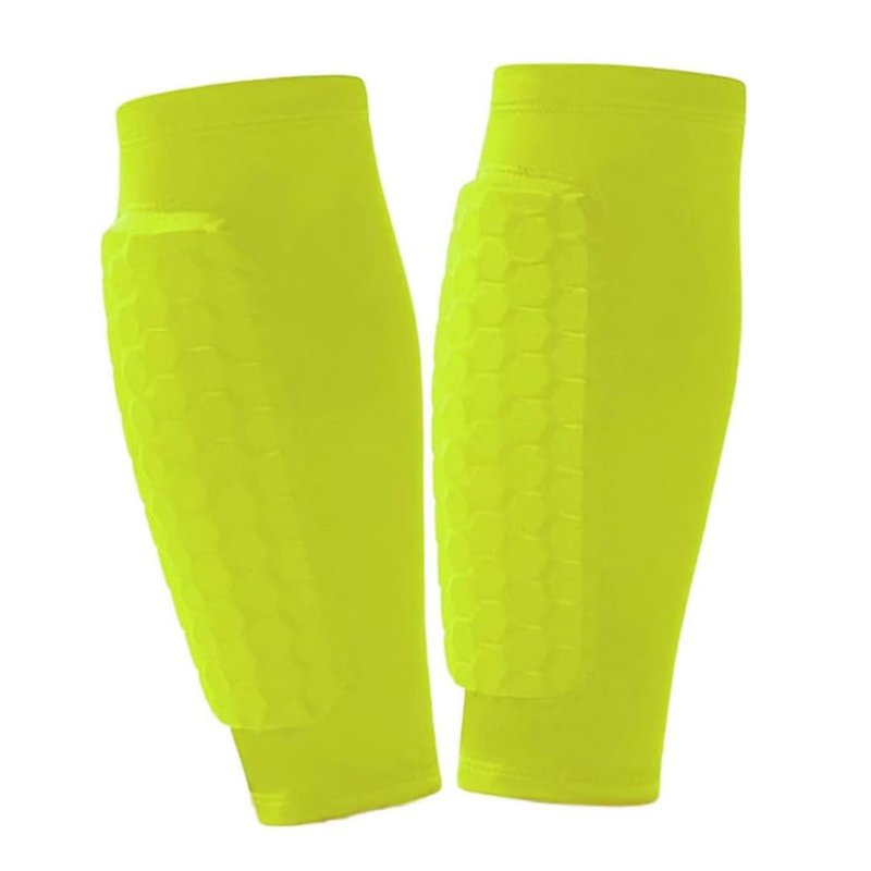 Shin Guard Socks - Kids/Teens & Adults Calf Sleeves with Honeycomb Pads, Green XS