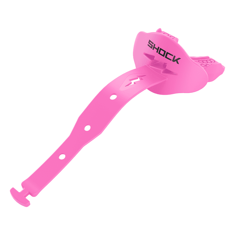 Football Lip Guard - Neon Pink, One Size, Secure Helmet Fit, Shock Doctor