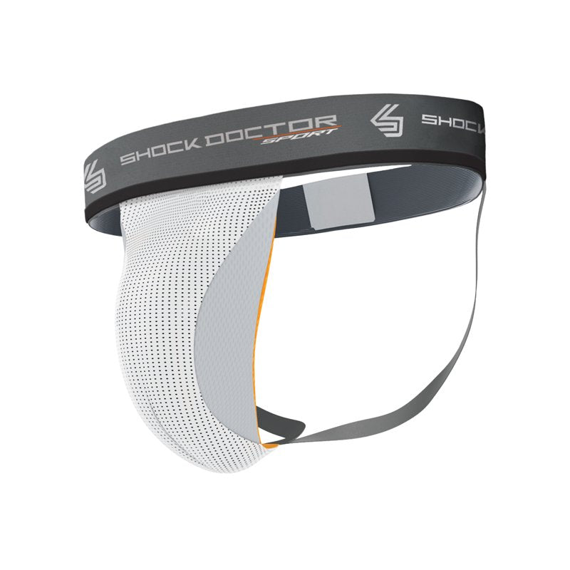 Athletic Supporter with Cup Pocket - Adult Large, White, Sports Support Gear