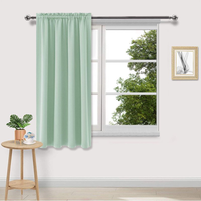 Blackout Curtains Rod Pocket Room Darkening Window Drapes for Bedroom Kitchen Bathroom Basement Cafe - 1 Panel 37.8x44.9 Inch