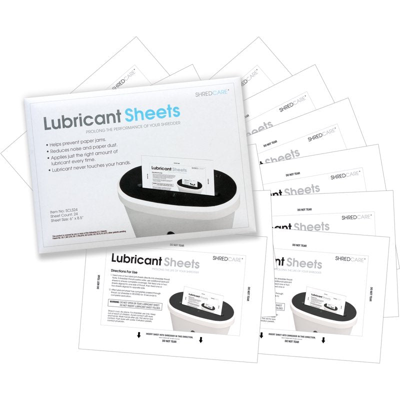 Lubricant Sheets for Paper Shredders - Pack of 12 | Prevent Jams & Noise