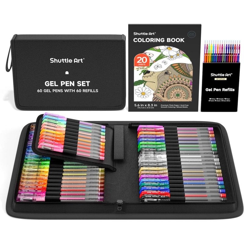 120 Pack Colored Gel Pen Set with 60 Refills - Vibrant Art & Writing Supplies