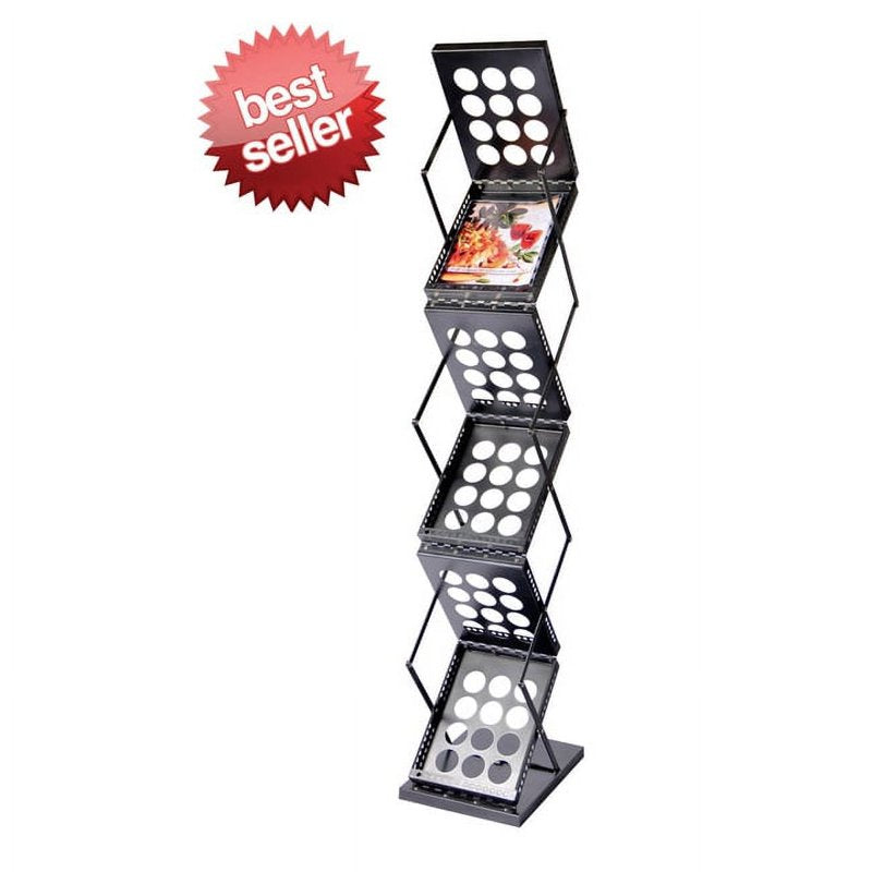 Pop-Up Floor Standing Literature Rack with 6 Pockets for Trade Shows