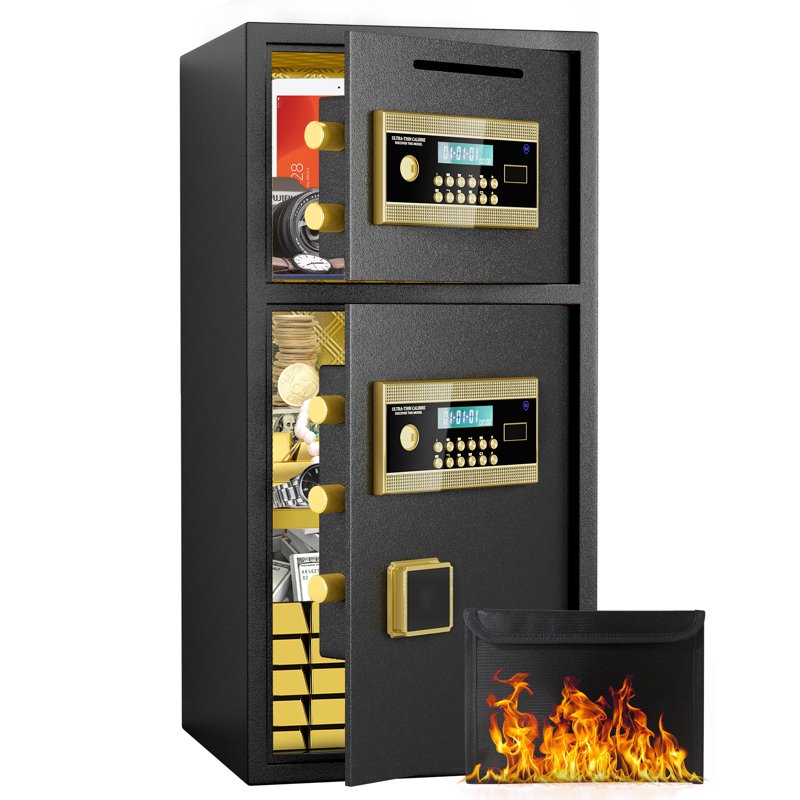 Large Fireproof Waterproof Security Safe with Digital LCD and Deposit Slot