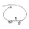 Silver Brass Rose Flower Bracelet Jewelry for Women - Valentine's Gift Set