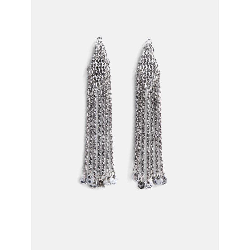Silver Chainmail Fringe Earrings for Women - Lightweight & Edgy Jewelry