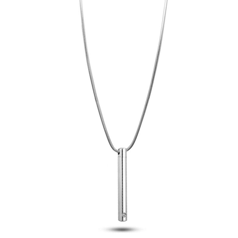 Crystal Cylinder Cremation Jewelry Necklace for Ashes - Memorial Pendant