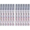 Silver Permanent Paint Markers Set - Waterproof Oil-Based, Quick-Dry, Multi-Surface Use - 12 Pack