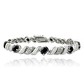 Silver Tone Sapphire & Diamond Accent Tennis Bracelet - Elegant Jewelry for Women and Teens