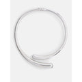 Silver Tone Wrap Choker Necklace for Women - Modern Sculptural Design