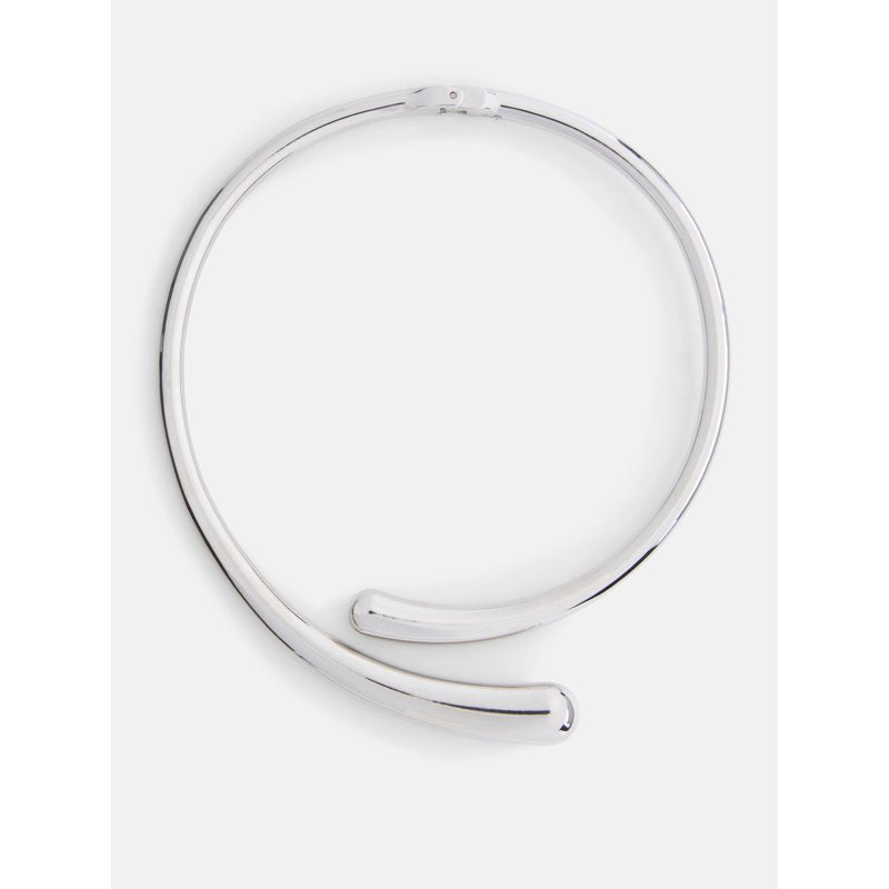 Silver Tone Wrap Choker Necklace for Women - Modern Sculptural Design