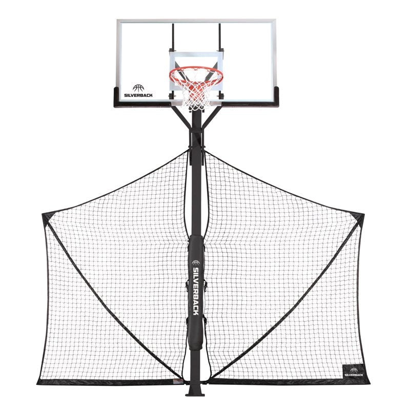 Basketball Rebounder Net System for Yard Guard - Foldable & Rebound Arms