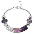 Pink and Purple Crystal Glass Bead Charm Bracelet - Unbranded Jewelry
