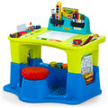 Kids Art & Craft Storage Table with Attached Stool & Multiple Compartments