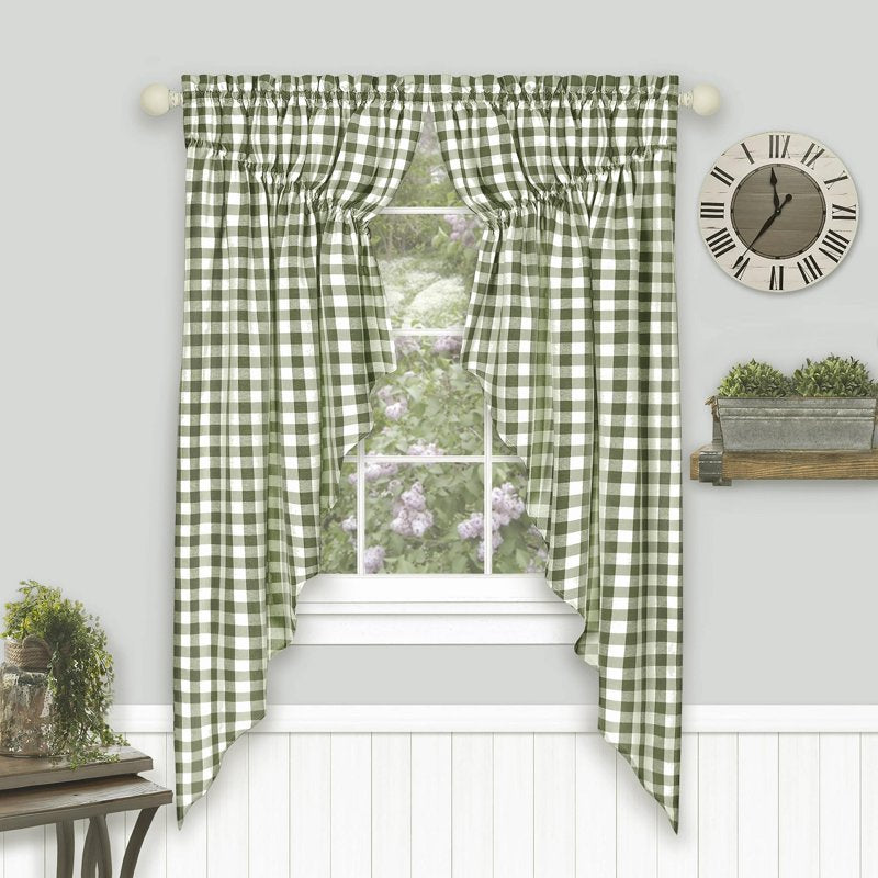 Sage Gathered Swag Window Curtain Pair - 72W x 63L - Simple Elegance