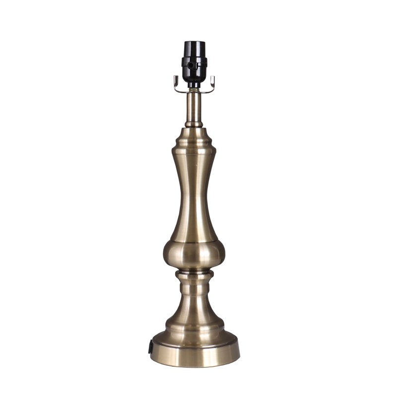 Table Lamp Base with AC Outlet - Brass Finish, 18.75 Inch Modern Desk Light