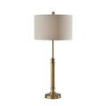 Adjustable Brass Table Lamp with Linen Shade - Modern Farmhouse Decor