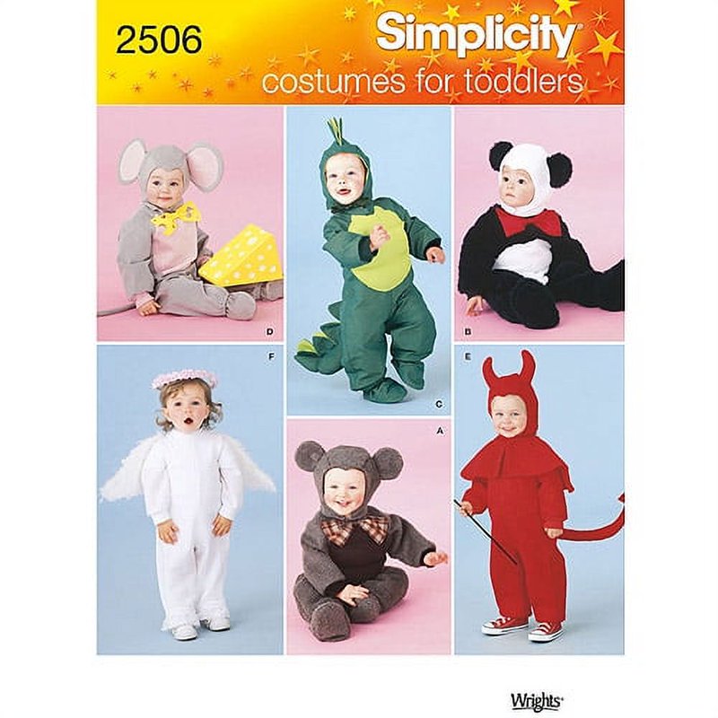 Toddler Costume Sewing Pattern Pack - Mouse, Devil, Dragon, Angel, Bear
