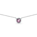 Sterling Silver Bezel-Set 6mm Simulated Alexandrite Dainty Necklace for Women & Teens
