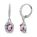 Sterling Silver Love Knot Dangle Earrings with Simulated Alexandrite & CZ