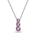 Simulated Alexandrite 3-Stone Journey Pendant Necklace Sterling Silver for Women & Teens