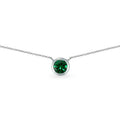 Sterling Silver Bezel-Set Dainty 6mm Simulated Gemstone Necklace for Women & Teens