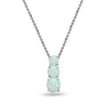 Sterling Silver 3-Stone Opal & Birthstone Pendant Necklace for Women & Teens