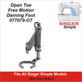 Open Toe Free Motion Sewing Foot for Singer 2932, 3116 & More