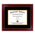 Single Diploma Frame with Double Matting for 8.5x11 Inch Certificates - Cherry Finish