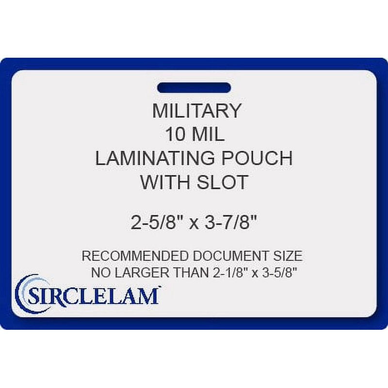 Military-Size Laminating Pouches 10 Mil Thick with Slot - 100 Pack
