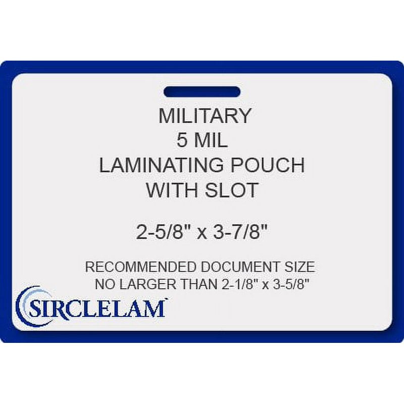 Military Size Laminating Pouches with Slot - 5 Mil Thickness, 100 Pack
