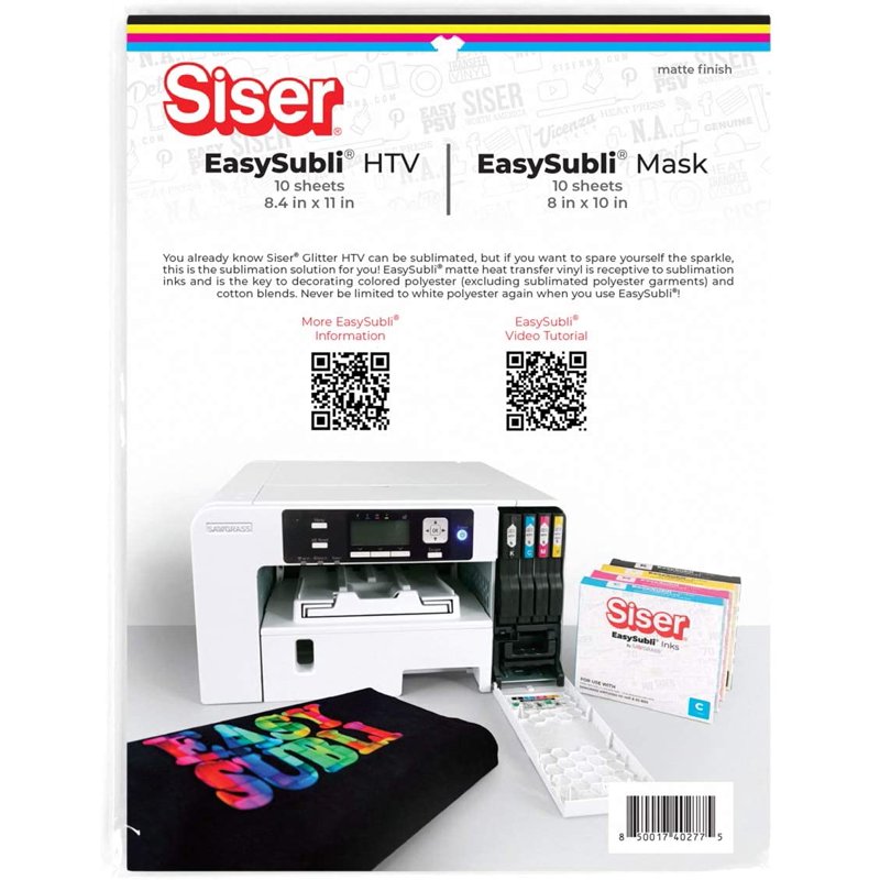 Printable Heat Transfer Vinyl Sheets for Sublimation - Multicolor 8.4x11 in, Pack of 10