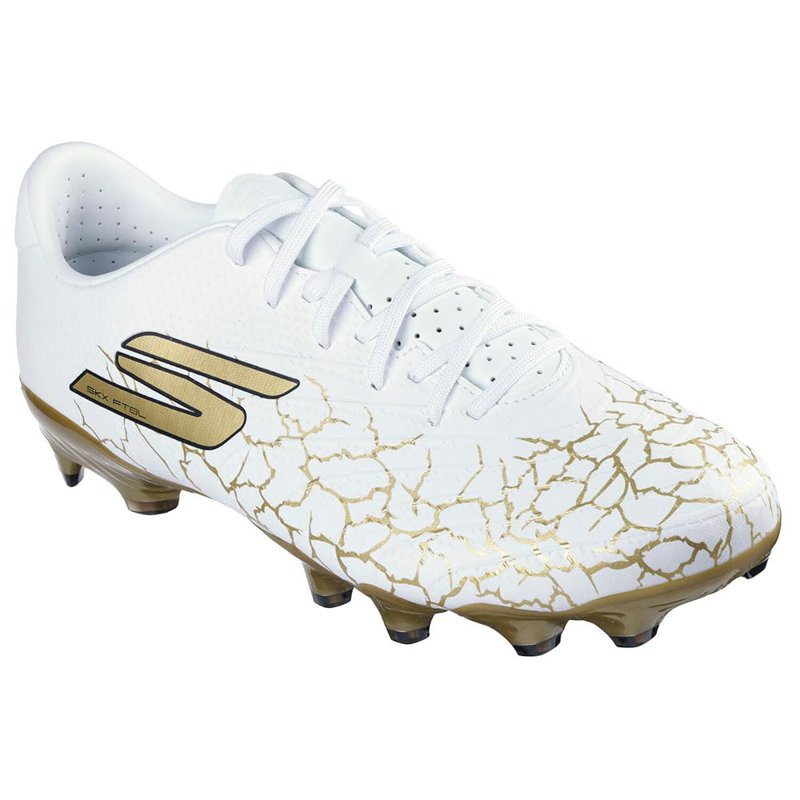 Skechers SKX 1.5 Academy FG Soccer Cleats - White/Black/Gold, Men's Medium