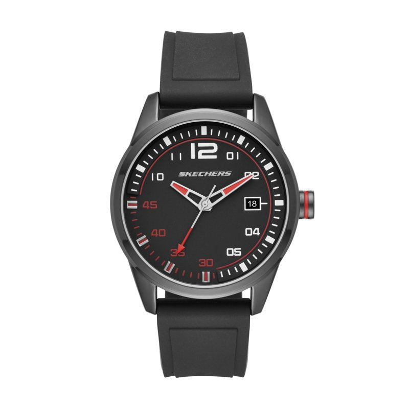 Skechers Men’s Slauson 45MM Analog Watch with Silicone Strap - Black & Red