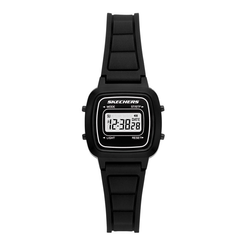 Digital Wristwatch for Women - Slim Black Sport Watch with Water Resistance