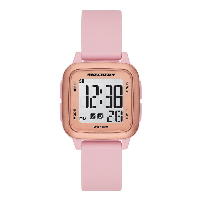 Skechers Women's Holmby Digital Blush Silicone Watch - 34mm Sporty Digital Timepiece