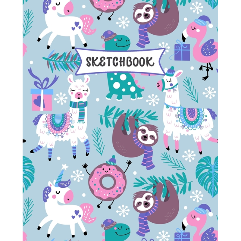 Kids Sketchbook with Sloth Unicorn & Llama Designs - Practice Drawing & Doodling