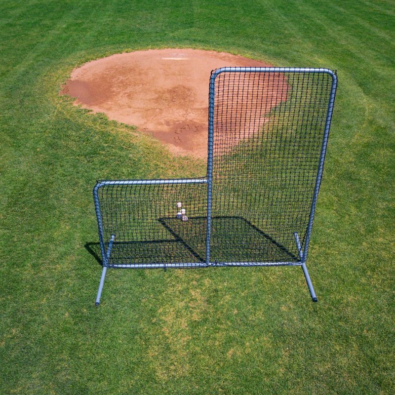 Portable Baseball & Softball Pitcher Safety Net 6x6 ft L-Screen with Steel Frame