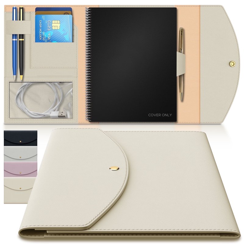 Slim Vegan Leather Organizer Cover for Rocketbook A5 Journals and Planners