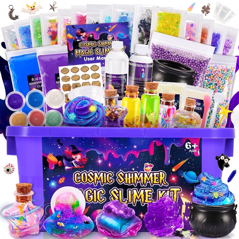 Galaxy Slime Making Kit for Kids Ages 6-12 - DIY Craft & Stress Relief Toy
