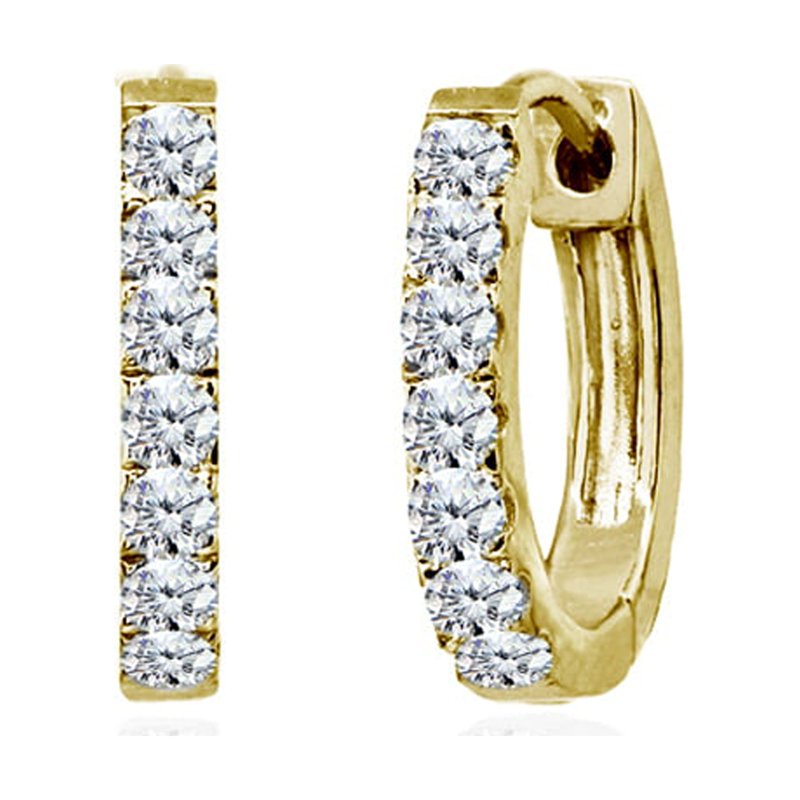 15mm CZ Gold Flash Sterling Silver Hoop Earrings for Women Men Teens