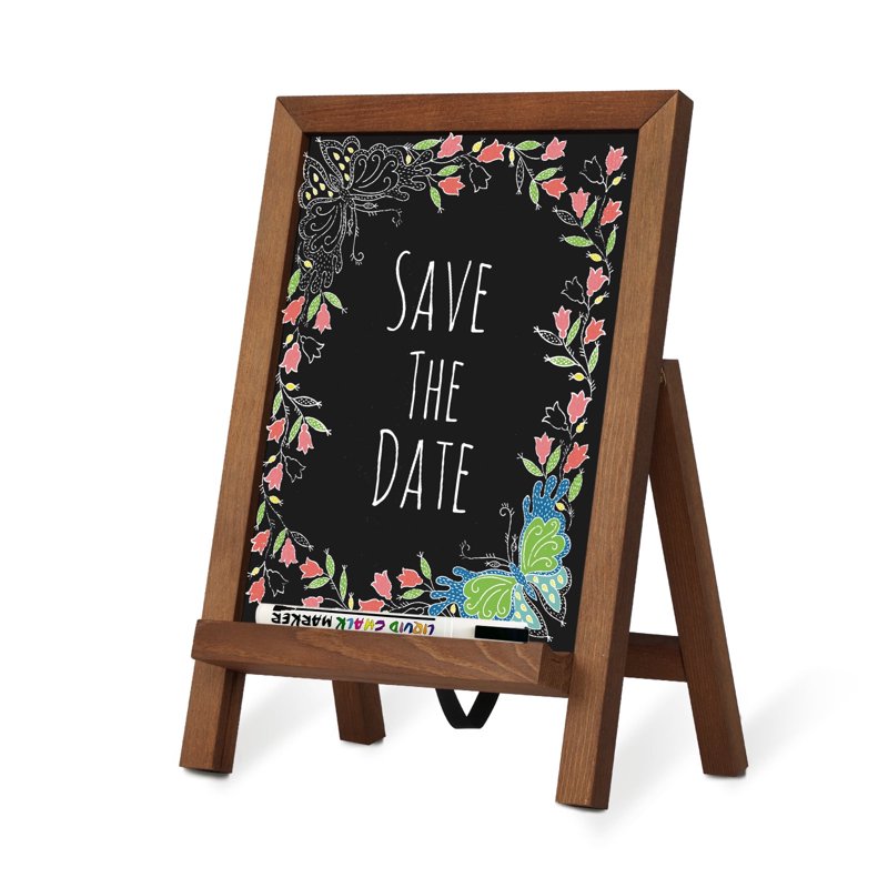 Small 10x14 Inch Magnetic Chalkboard Sign with Wooden Frame for Wedding & Kitchen