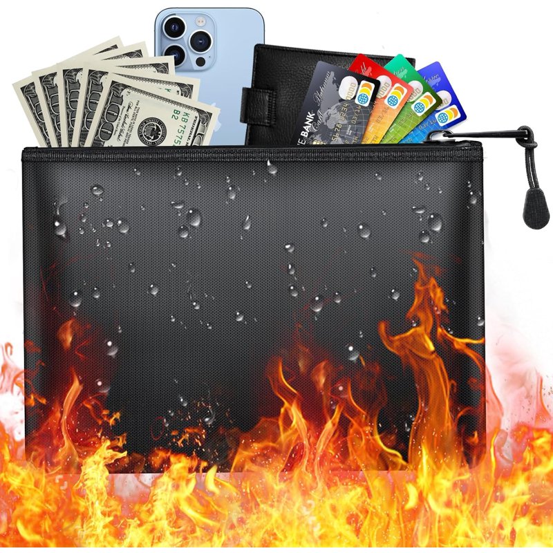 Fireproof Document Bag Waterproof Safe for Important Files Cash Jewelry - Small, Portable