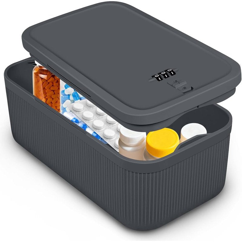 Lockable Storage Box with Combination Lock for Medications Snacks & Valuables