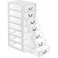 Mini Plastic 7 Drawer Desktop Organizer Box - White Storage Container