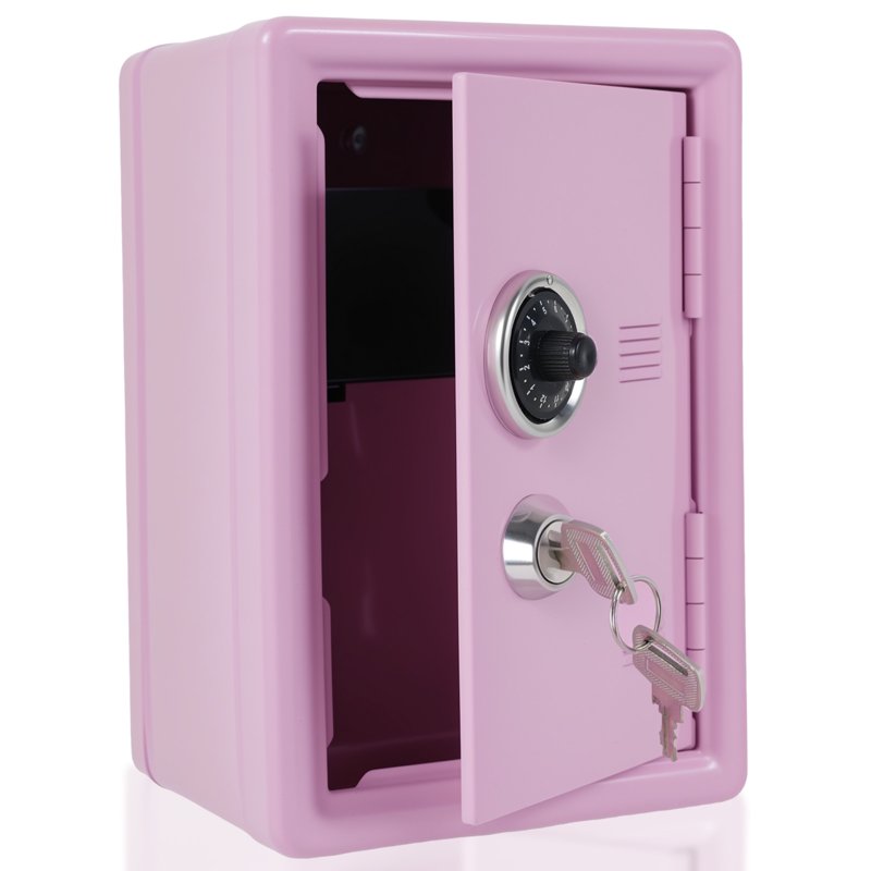 Mini Metal Kids Safe Box with Lock and Keys for Home Storage & Saving