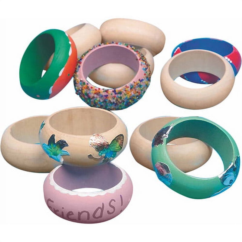 Small Wooden Bangle Bracelets Set – 12 Craft DIY Jewelry Accessories
