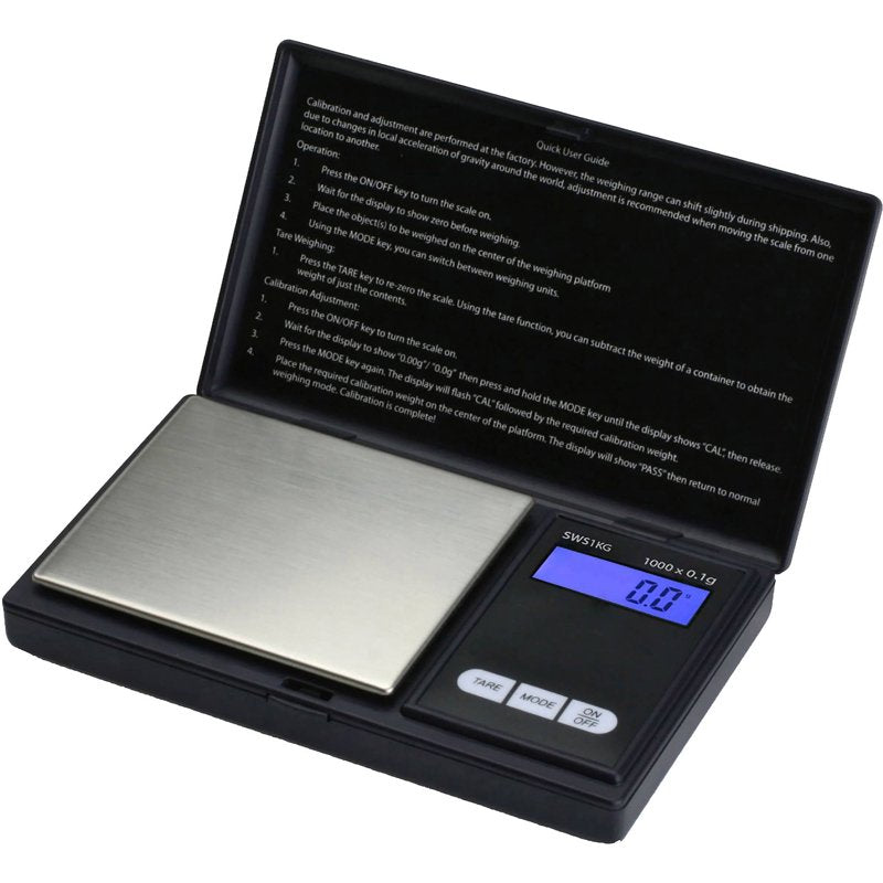 Digital Pocket Scale 1000g x 0.1g Black Portable Jewelry Weighing Scale